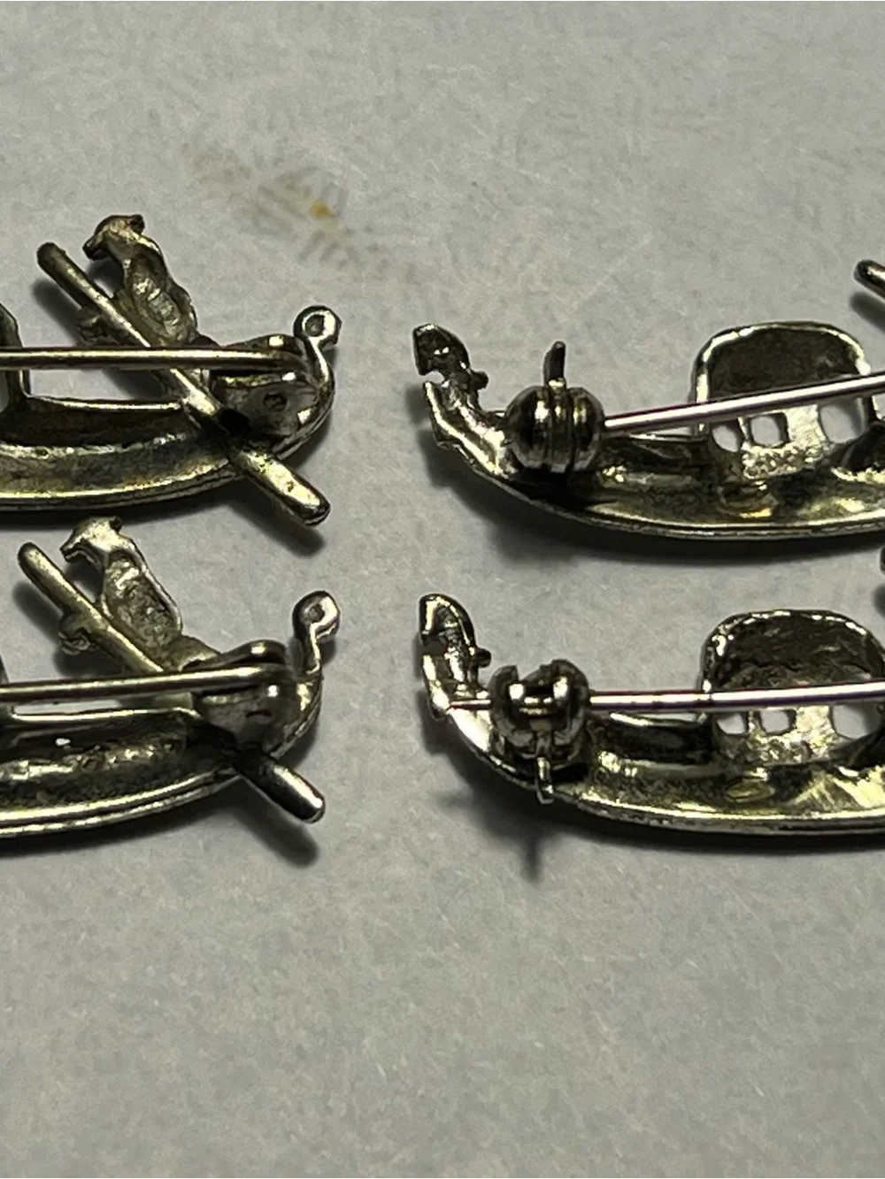 Sterling Silver Venetian Gondola Pin Set